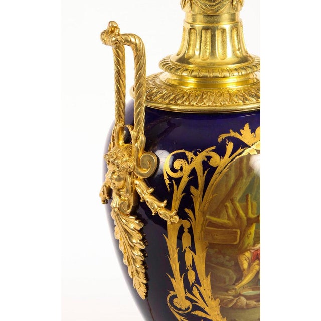 Blue Sevres Porcelain & Ormolu Table Lamp, 19th Century For Sale - Image 8 of 16