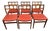 Danish Mid-Century Modern Teak Dining Chairs W Rust Red Dotted Upholstery, Set 6 For Sale
