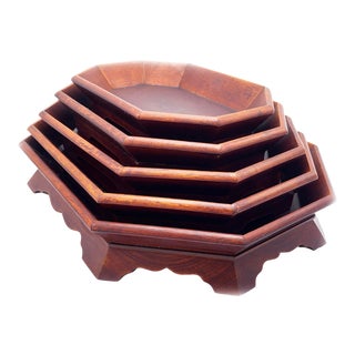 Mid-Century Korean Wooden Nesting Trays - 5 Pieces For Sale