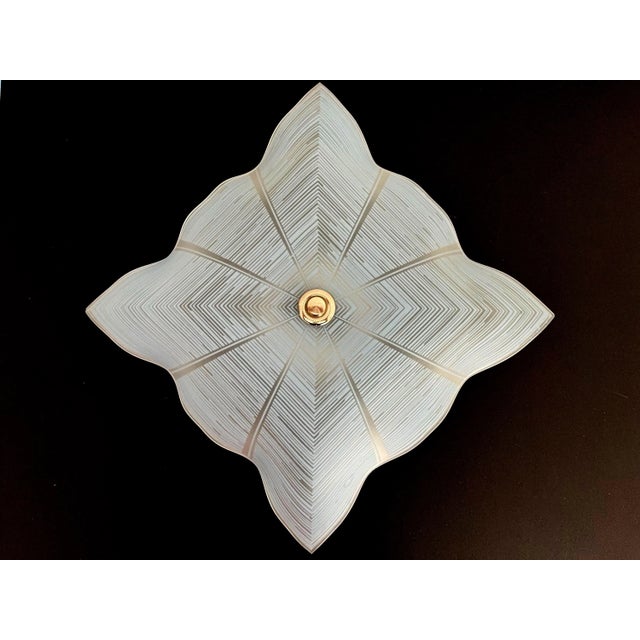 Art Deco 1940s Blue Geometric Sun Flush Light For Sale - Image 3 of 17