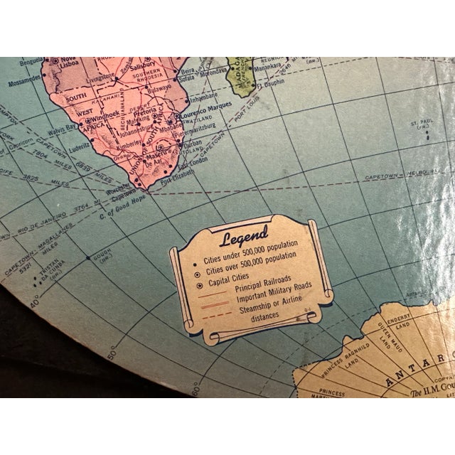 Sky Blue Vintage 1930s World Map Decor For Sale - Image 8 of 12