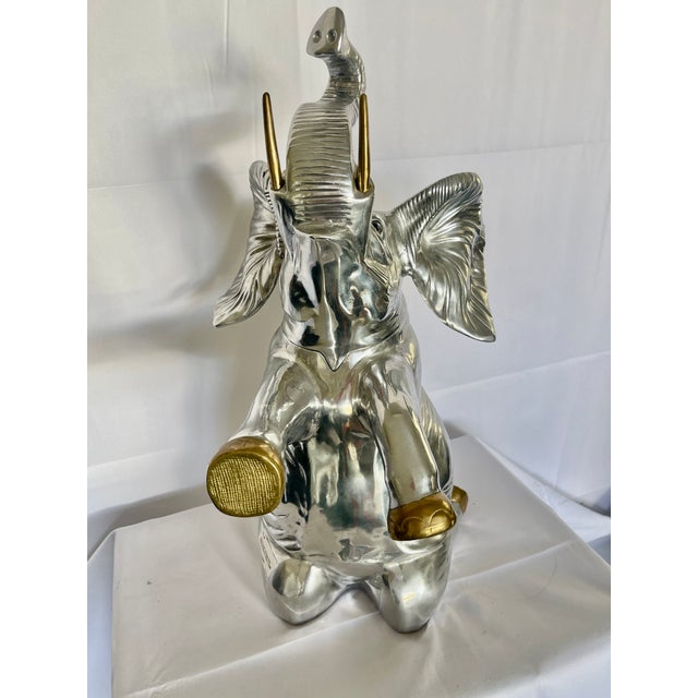 Figurative Elephant Bottle Cooler Aluminum & Brass by Arthur Court For Sale - Image 3 of 13