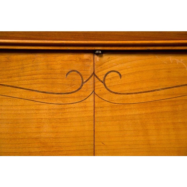 Vintage Mid Century Leleu Style French Bronze-Mounted Satinwood Marquetry Buffet For Sale In New York - Image 6 of 11