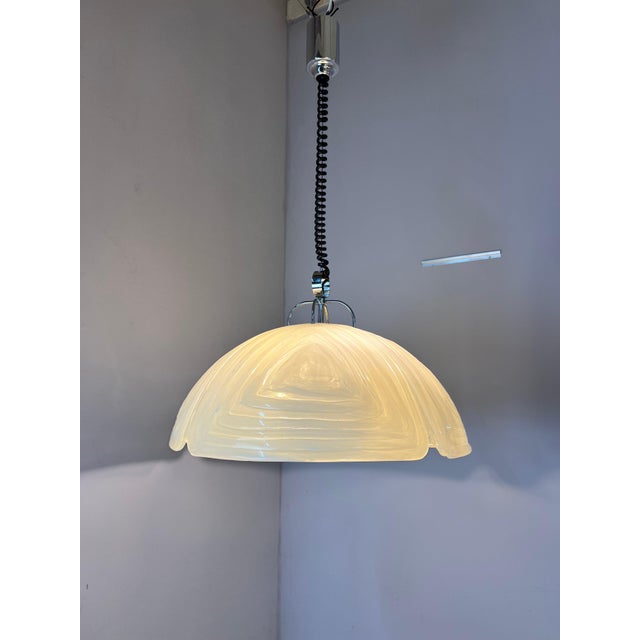 Hanging Lamp in White Glass and Chrome from Cristallux For Sale - Image 11 of 11