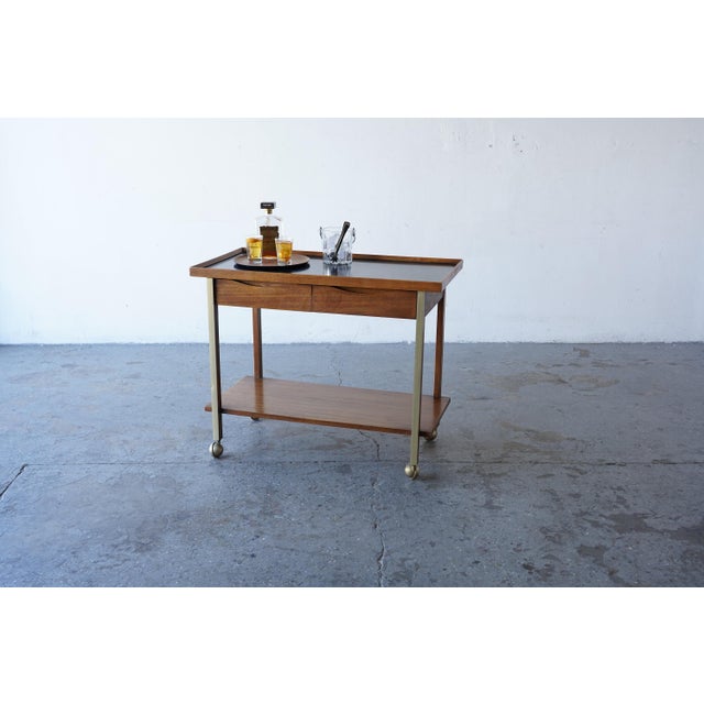Mid-Century Modern 1950s American of Martinsville Mid-Century Modern Bar Cart or Serving Cart For Sale - Image 3 of 12