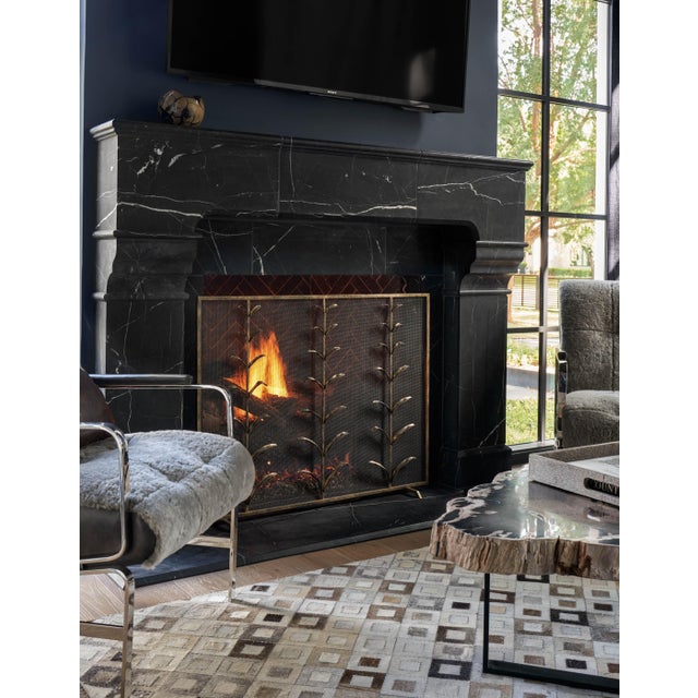 Metal Aged Silver Lily Stems Fireplace Screen Iron For Sale - Image 7 of 9