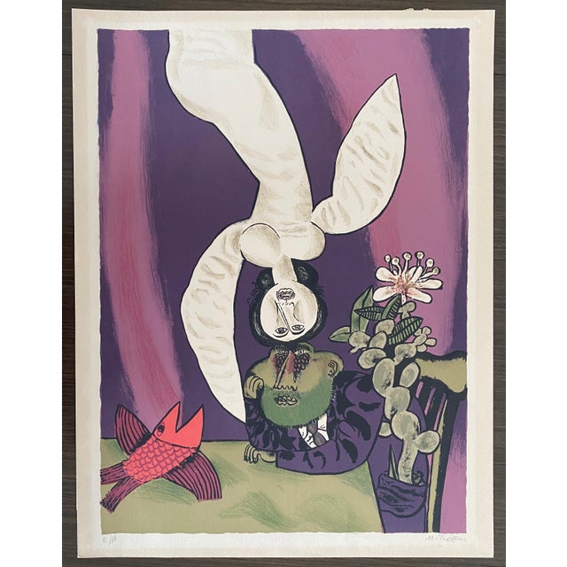 Modern Naftali Bezem, Israeli Surrealist Judaica Abstract Lithograph Naftali Bezem For Sale - Image 3 of 9