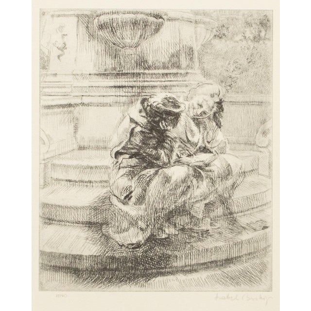 An excellent First Edition period black and white offset lithograph (print) after drawing "Schoolgirls" by American artist...