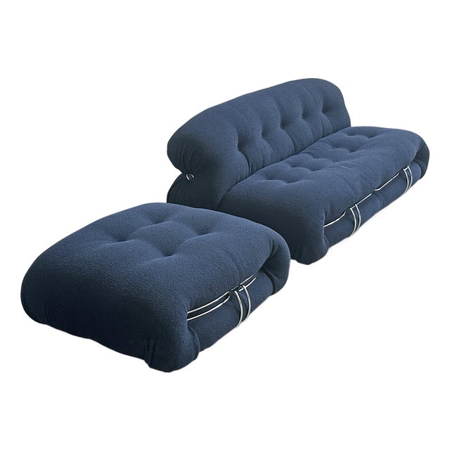 Soriana 2-Seater Sofa and Ottoman by Tobia and Afra Scarpa for Cassina, 2010s, Set of 2 For Sale