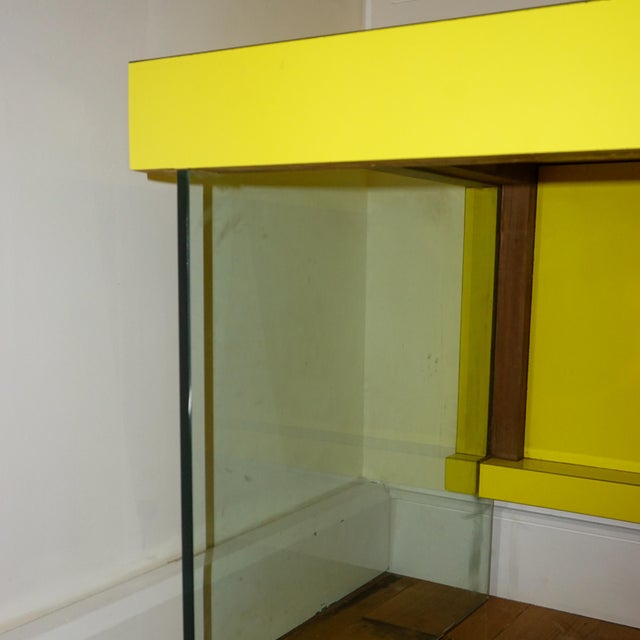 Yellow Veneer Desk with Glass Side Panels, 1980 For Sale - Image 6 of 10