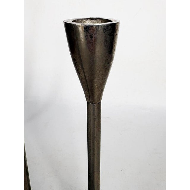 Scandinavian Metal Candlesticks, 1960s, Set of 2 For Sale - Image 6 of 11