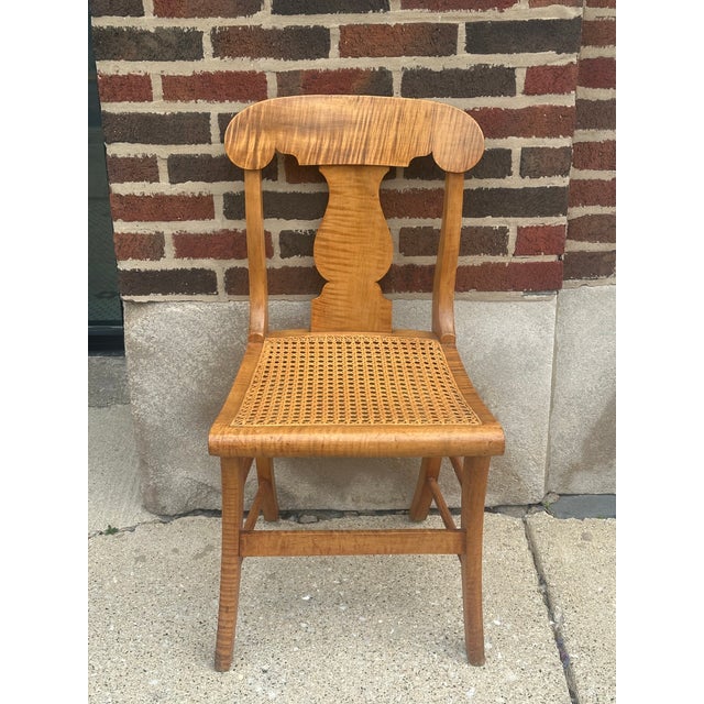 Brown Pair of New York Curly Maple Klismos Chairs, Circa 1860. For Sale - Image 8 of 14