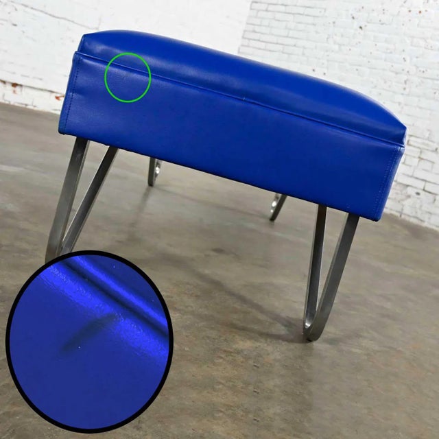 Royal Blue MCM to Streamline Modern or Industrial Chaise Daybed Adjustable Back Royal Blue Vinyl and Chrome For Sale - Image 8 of 12