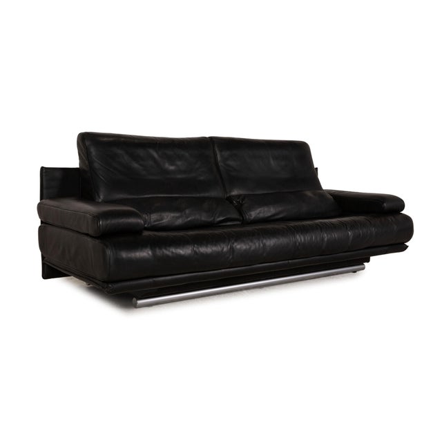 Black 6500 Leather Three-Seater Couch with Function by Rolf Benz For Sale - Image 3 of 12