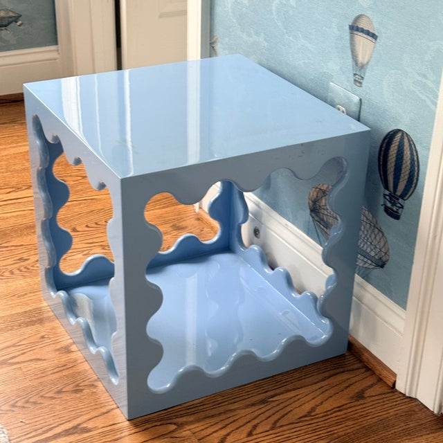 Jonathan Adler Ripple Cube Table - Blue Whimsy in the perfect shade and shape. 17” sq