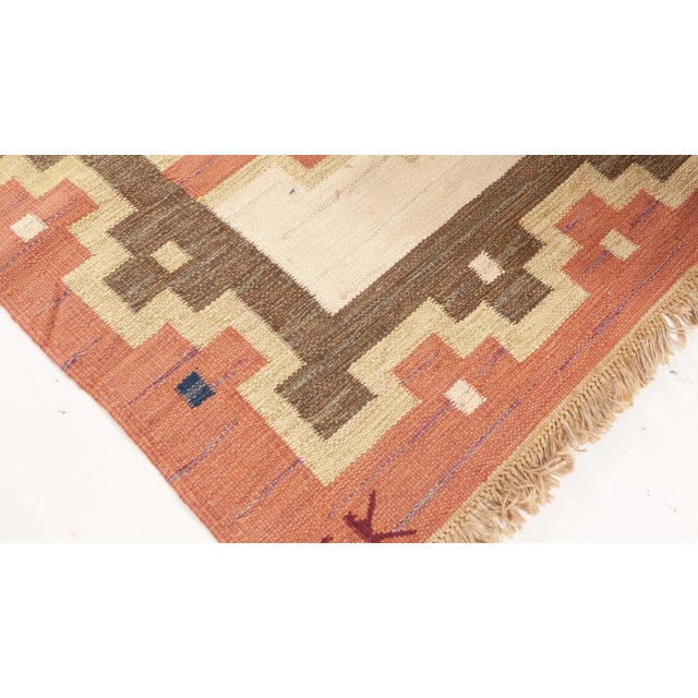 Mid-Century Modern Doris Leslie Blau Vintage Swedish Flat Weave Rug Signed by 'Gk' For Sale - Image 3 of 6