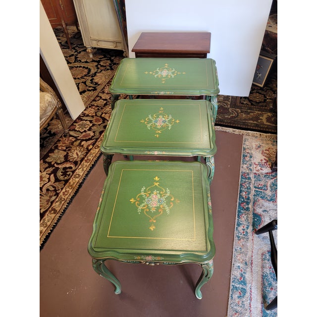 2000 - 2009 Fine Set of 3 French Style Nesting Tables For Sale - Image 5 of 7