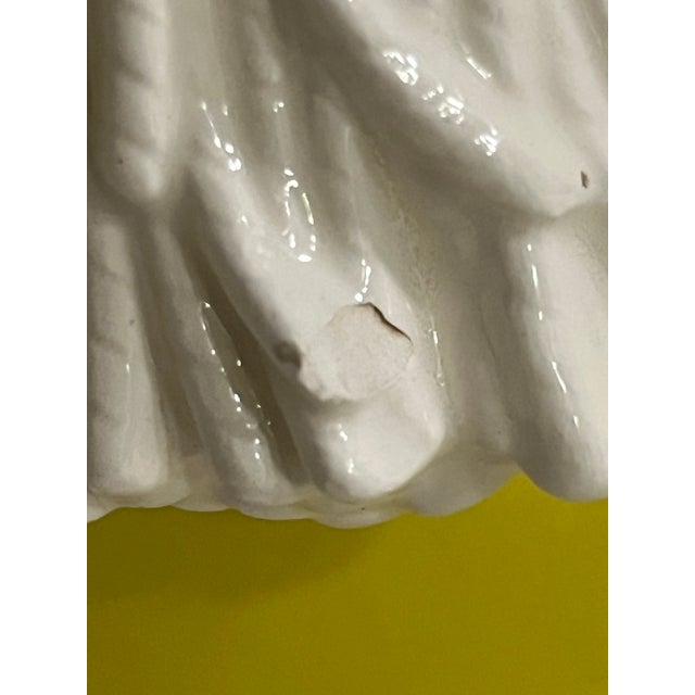 Vintage Pair Fitz and Floyd Large Size Yellow and White Tassel Cachepots For Sale - Image 10 of 17