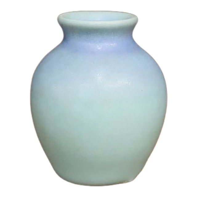 Antique Van Briggle Pottery Vase in Ming Blue Glaze, Early 20th Century For Sale