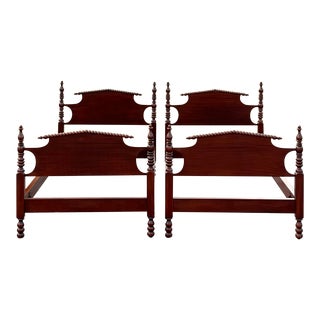 Vintage 1940’s Mahogany Twin Spool Beds - a Pair For Sale