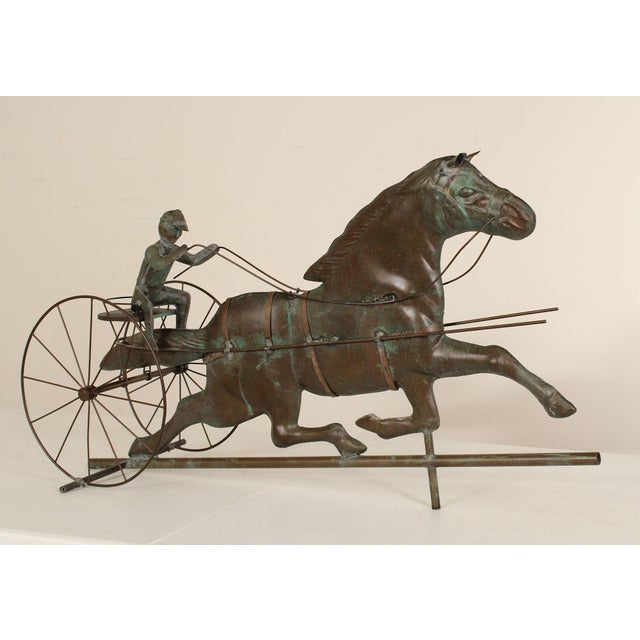 Traditional Vintage Jockey and Horse Copper Weathervane For Sale - Image 3 of 12