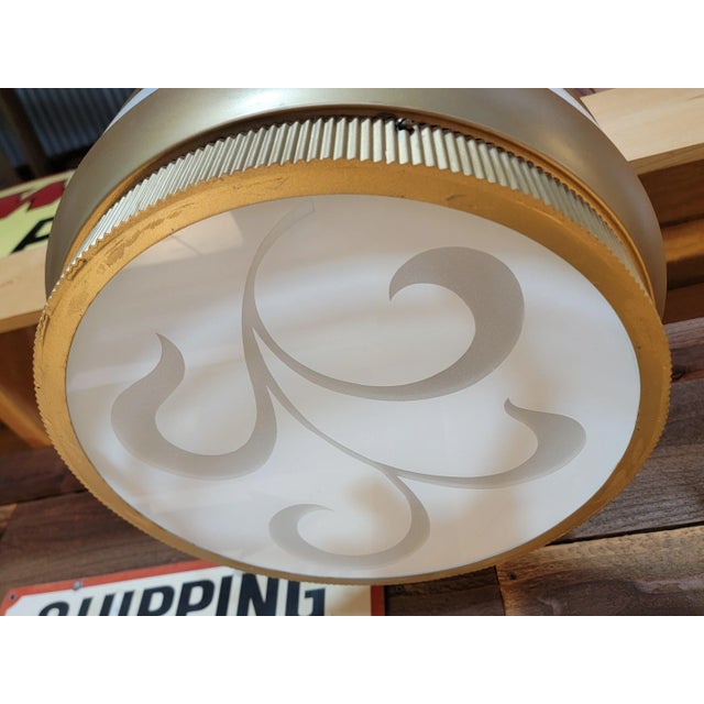 Art Deco Art Deco Theater Flush Mount Light Fixture With Flashed Glass Shade For Sale - Image 3 of 9