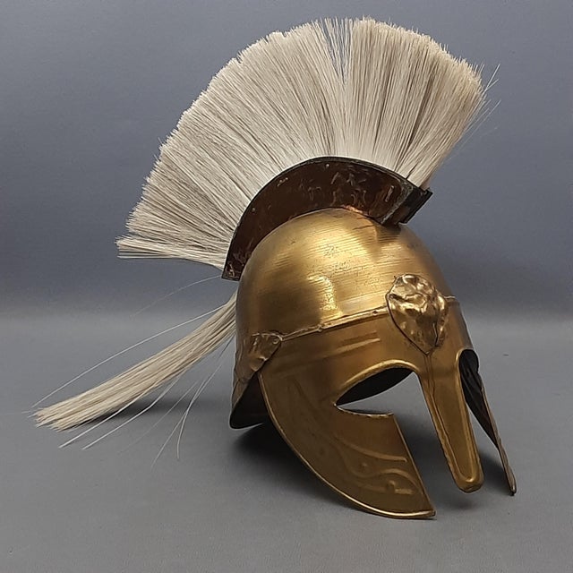 Greek Spartan Corinthian Brass Helmet,1970s For Sale - Image 11 of 11