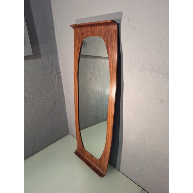 Wood Mirror in Curved Wood by Campo e Graffi, 1960s For Sale - Image 7 of 8