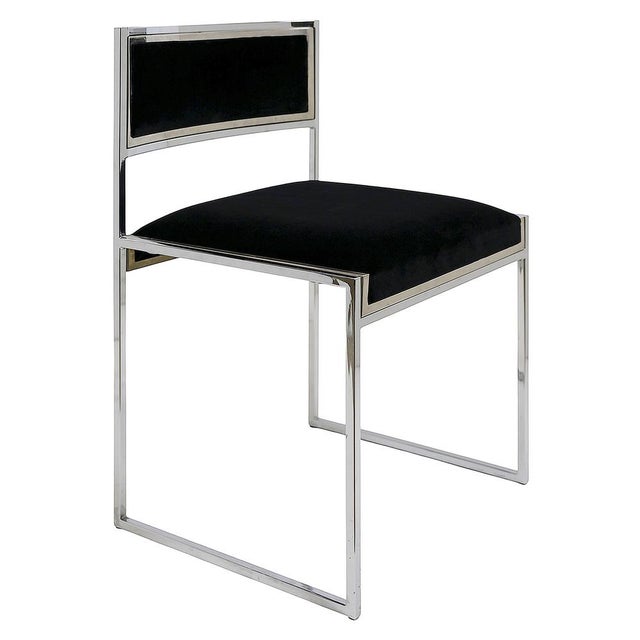 Mid-Century Modern Italian Chrome and Velvet Chairs, 1970s, Set of 4 For Sale - Image 4 of 10