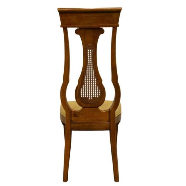 1960s Set of 4 — Thomasville "Avenue" Collection Lyre-Back Cane Dining Chairs | c.1963 | Original Label For Sale - Image 5 of 11