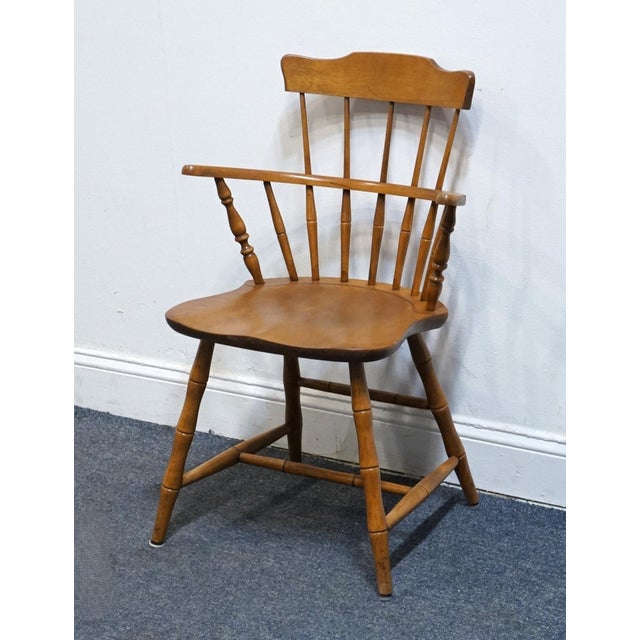 Nichols & Stone Nichols & Stone Co. Solid Hard Rock Maple Colonial Early American Comb Back Dining Arm Chair For Sale - Image 4 of 11