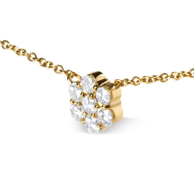 Haus of Brilliance 14K Yellow Gold 2.00 Cttw Diamond Cluster 18" Station Necklace (I-J Color, I1-I2 Clarity) For Sale - Image 4 of 7
