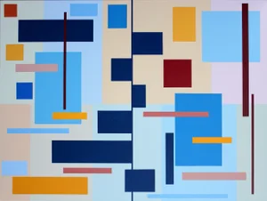 "Barchart Composition" Contemporary Geometric Hard Edge Acrylic Painting by Sassoon Kosian