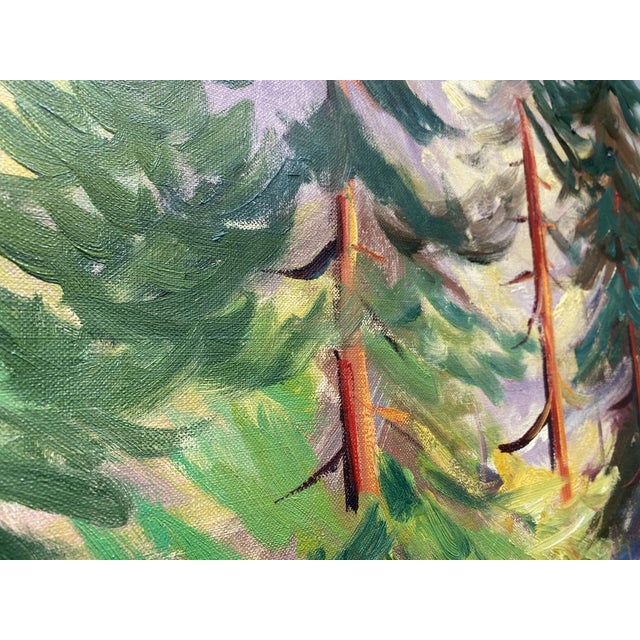 Paul Fureby, Pine Trees with a Coastal View, 1960s, Oil on Canvas, Framed For Sale - Image 16 of 18