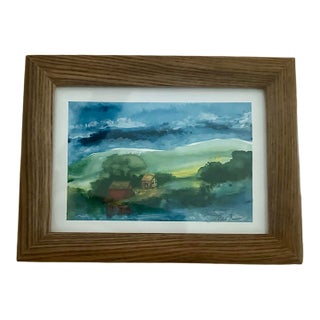 “Where Hills Meet Sky” Original Framed Landscape Watercolor by Nancy Smith For Sale