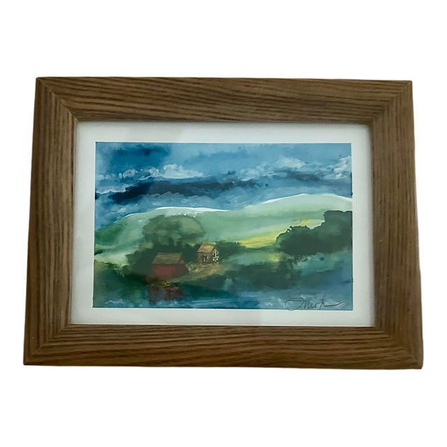 “Where Hills Meet Sky” Original Framed Landscape Watercolor by Nancy Smith For Sale
