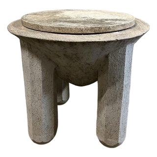 Brutalist Stone Concrete Outdoor Table Pedestal Form For Sale