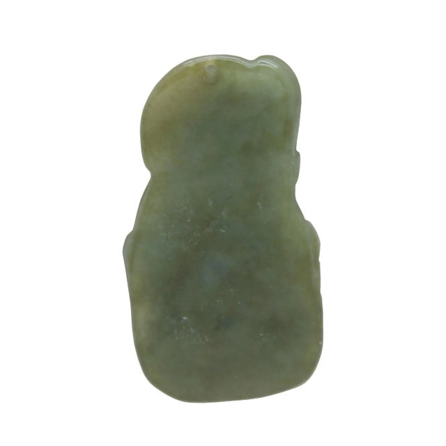 1980s Dark Green Jade Pendant With Standing General Guan, Kwan Kong Figure For Sale - Image 5 of 6