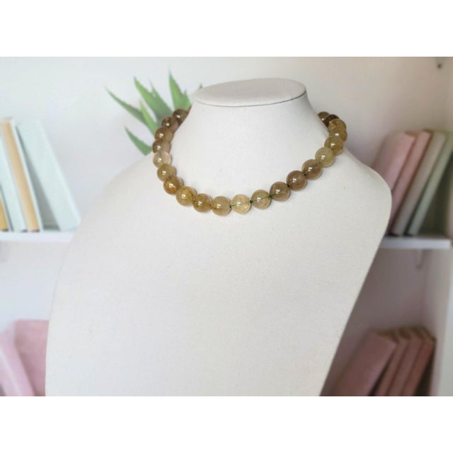 Rutilated Quartz & Turquoise Beaded Necklace by Noblesse Oblige Studio, 18" For Sale - Image 10 of 13