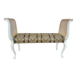 Country French Handcrafted 1930s Hand Painted Newly Upholstered Window Bench