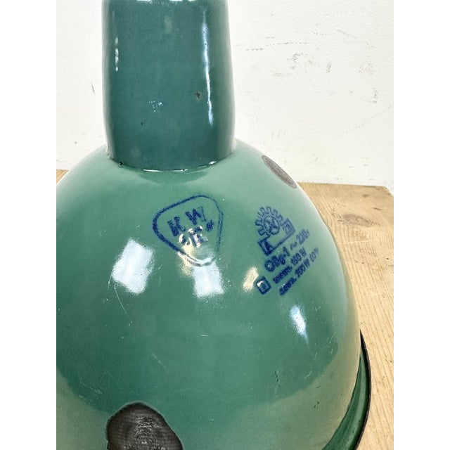 Industrial Green Enamel Factory Lamp, 1960s For Sale - Image 11 of 16