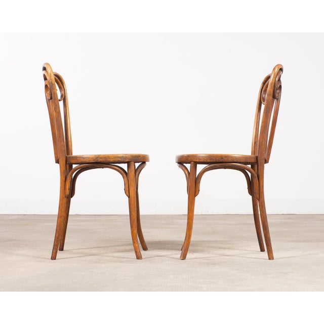 Brown Pair of J & J Kohn Thonet Bentwood Cane Viennese Café Chairs For Sale - Image 8 of 17