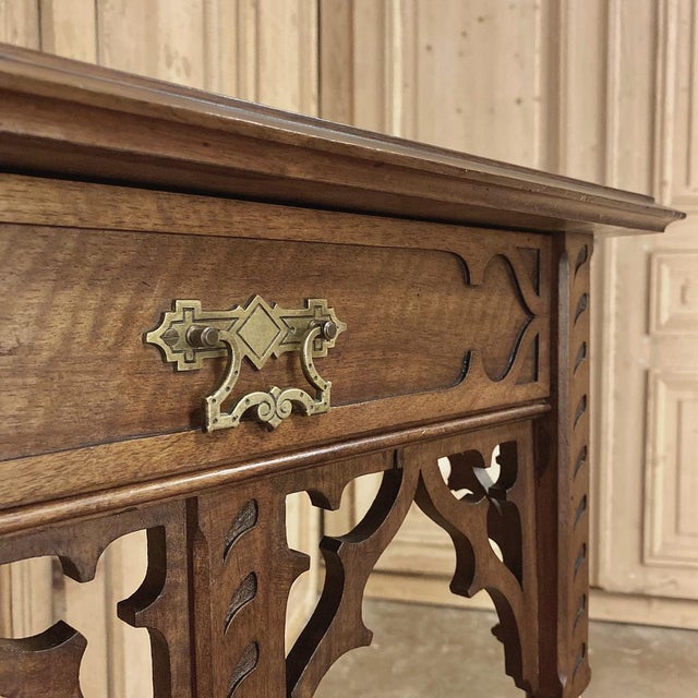 19th Century French Walnut Gothic Pedestal ~ Etagere End Table For Sale - Image 13 of 15