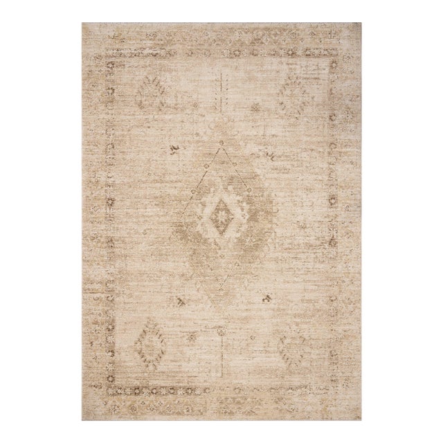 Chris Loves Julia x Loloi Palma Natural / Smoke 3'-6" x 5'-6" Accent Rug For Sale