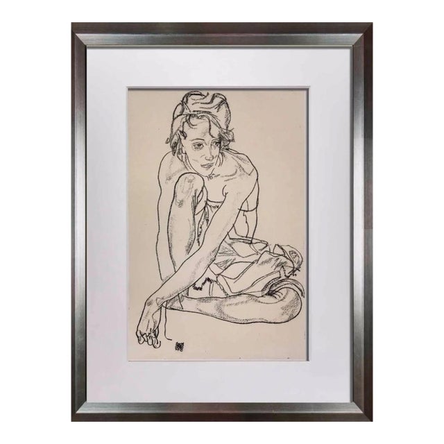 Egon Schiele Lithograph "Woman Crouching" Limited Ed. *Rare Find W/Frame For Sale