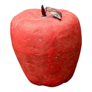 Vintage Monumental Red Painted Plaster Apple For Sale