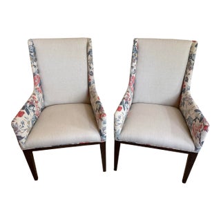 Restoration Hardware 2 Leigh Dining Armhairs - Reupholstered Americana For Sale