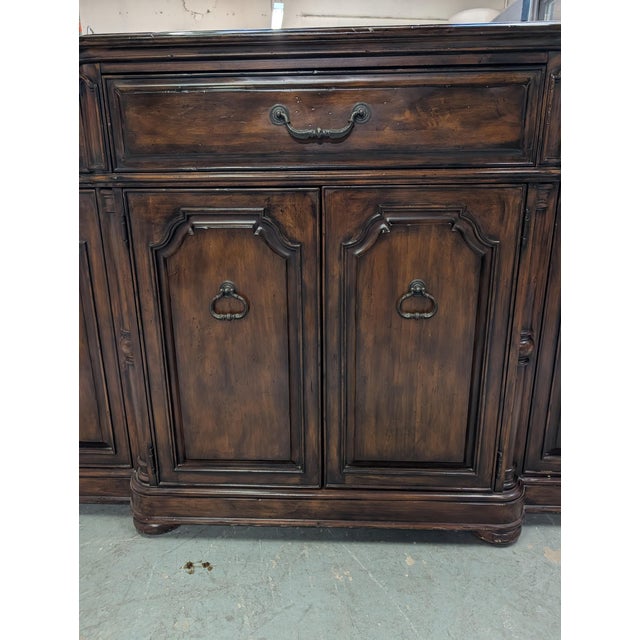Bernhardt 1990s Bernhardt Old World Dark Mahogany & Marble Top 4-Door Sideboard Buffet For Sale - Image 4 of 11