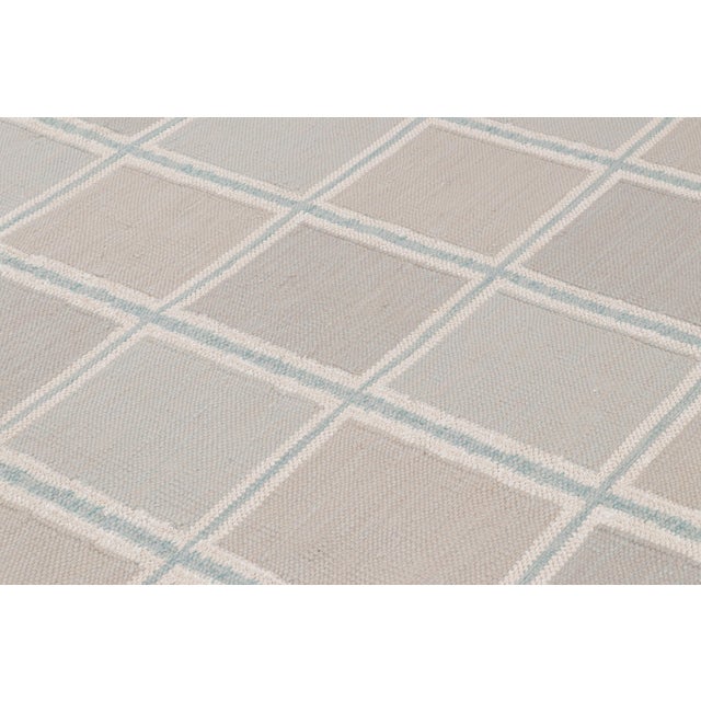 Rug & Kilim’s Scandinavian Style Rug in Beige-Brown and Blue Geometric Patterns For Sale In New York - Image 6 of 8