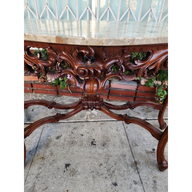 French Country 1960s Console Table With Marble To For Sale - Image 3 of 12